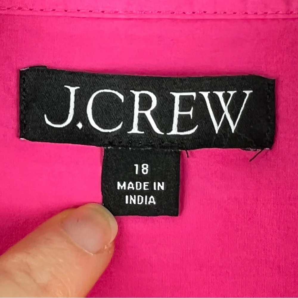 J Crew Garcon Shirt Sz 18 Pink cotton poplin Classic Preppy Casual Office